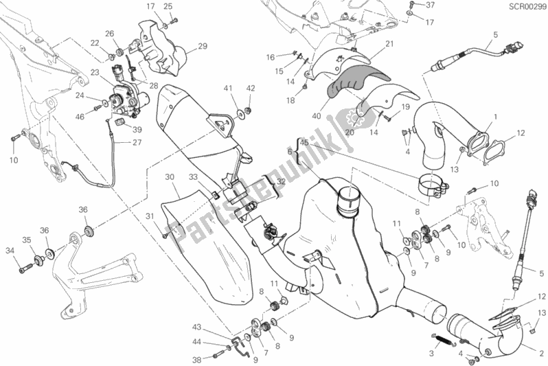 All parts for the Exhaust System of the Ducati Multistrada 950 S SW Thailand 2020